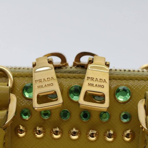 PRADA Bijoux Hand Bag Safiano leather 2way Yellow Auth - Picture 15 of 16